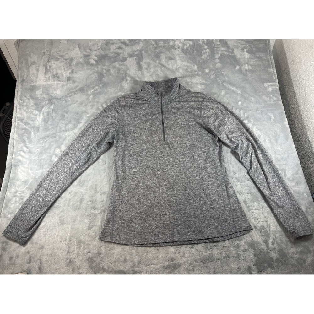 Nike Running Dri-FIT Womens Large Gray Space Dye Quarter Zip Pullover Top